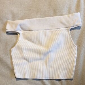 Babaton Sculpt Knit Off-Shoulder Top in White